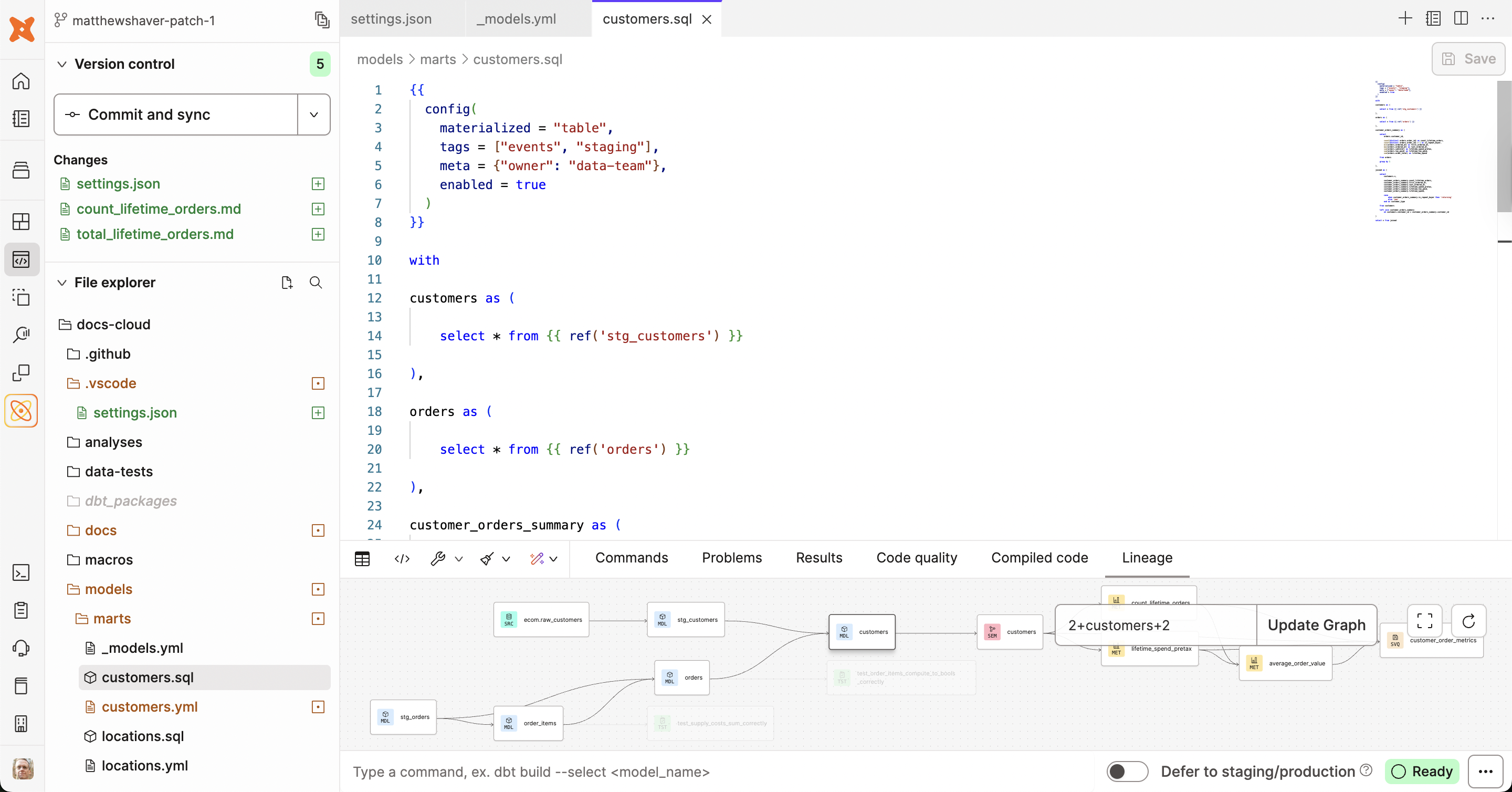 The Studio IDE layout includes version control on the upper left, files/folders on the left, editor on the right an command/console at the bottom
